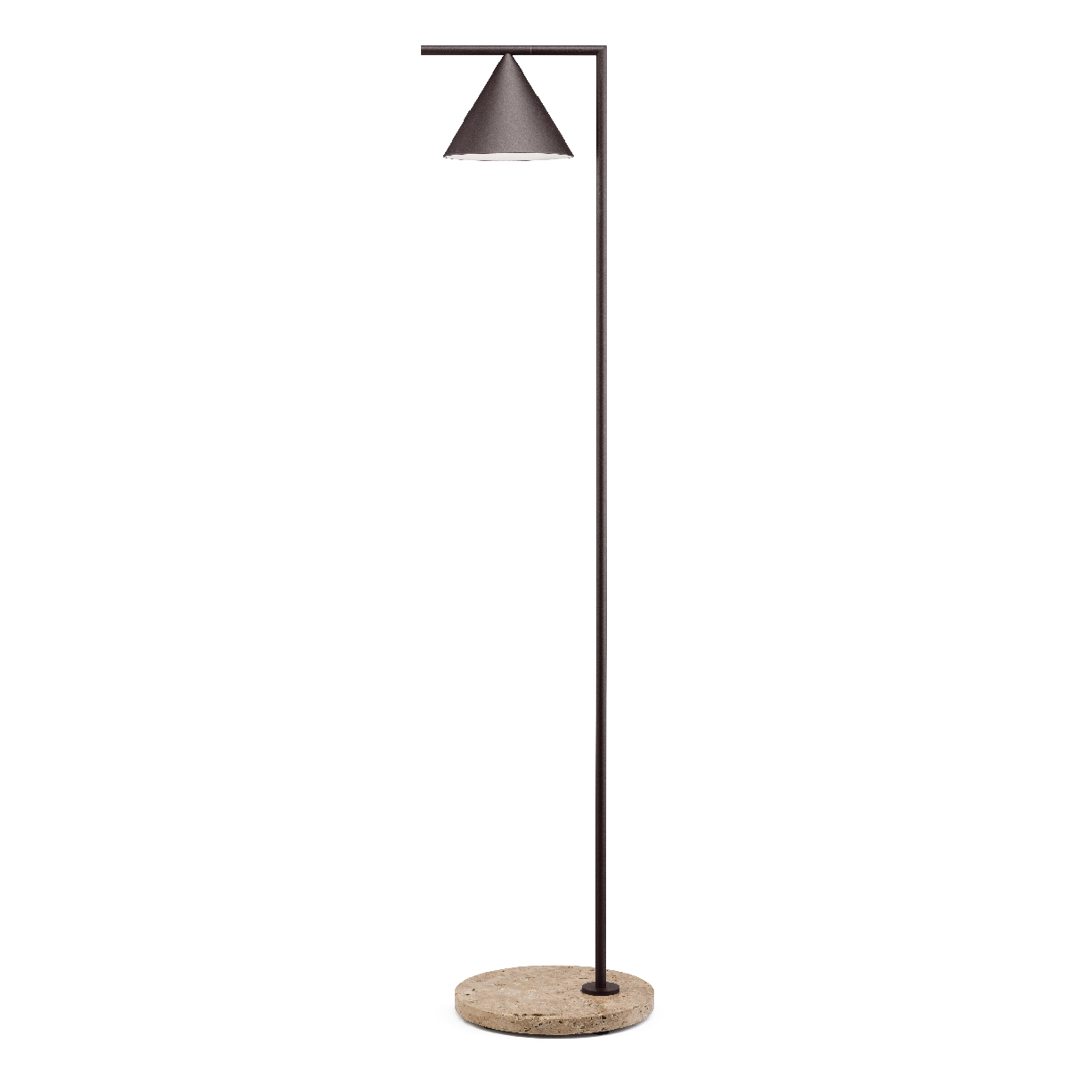 Flos Captain Flint Outdoor LED Stehleuchte, dunkelbraun, Fuß: Travertino Imperiale