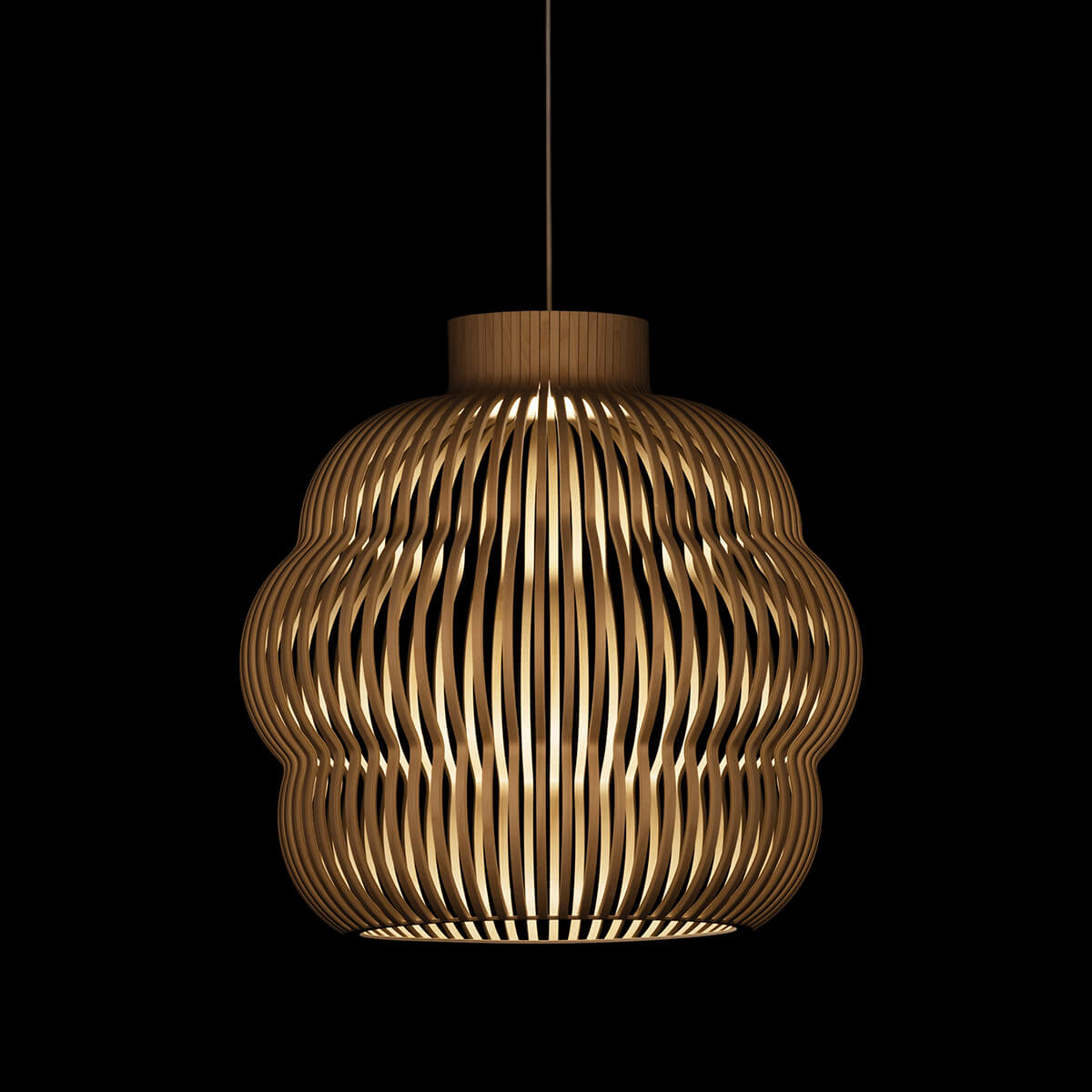 Secot Design Kumulo 5200 Pendelleuchte, Walnussfurnier, Kabel: weiß