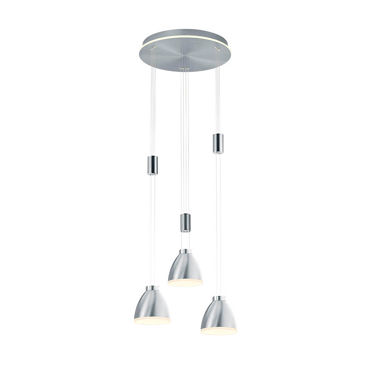 HELL Leni LED Pendelleuchte, 3-flg., mit Rondell, Nickel matt / Chrom