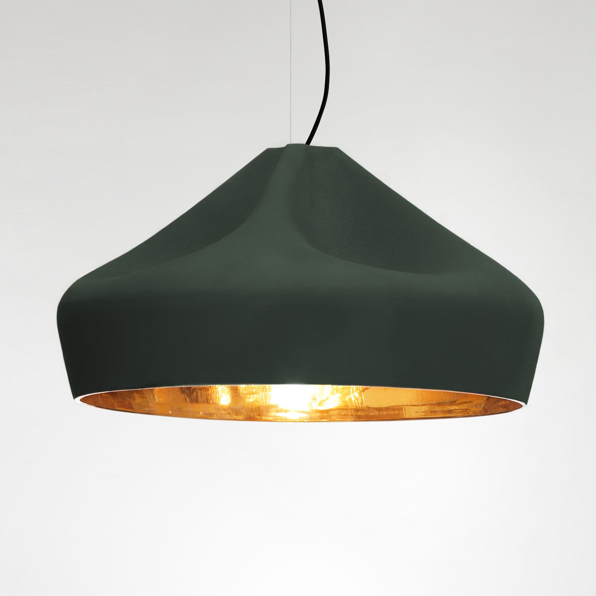 Marset Pleat Box 47 LED Pendelleuchte, dunkelgrün / Gold