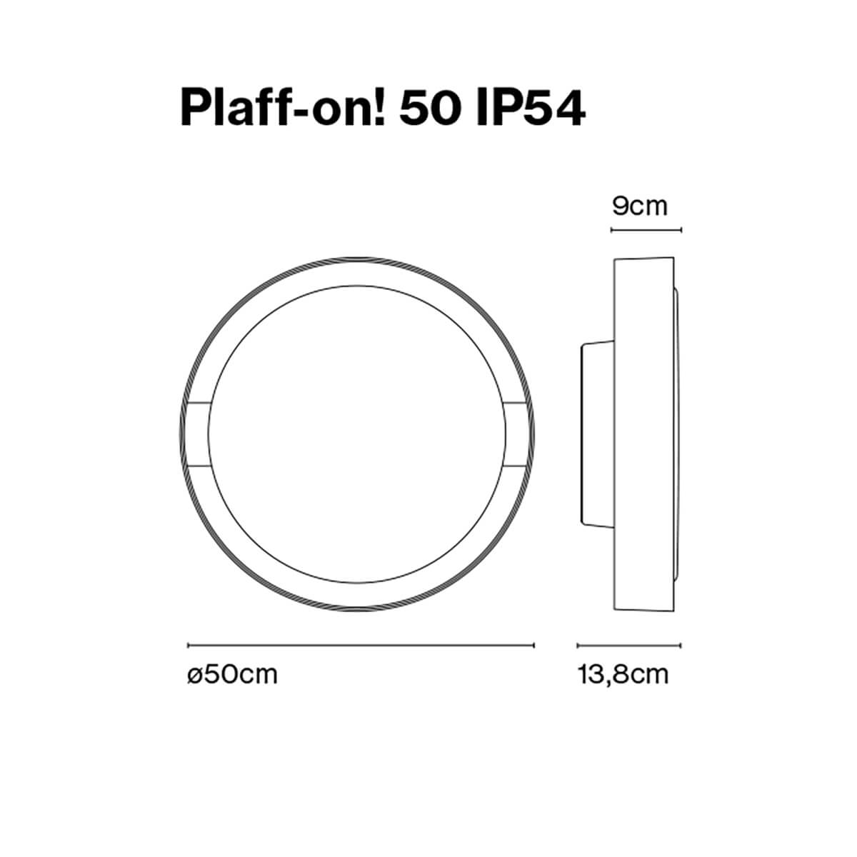 Marset Plaff-on! IP54 Wand- / Deckenleuchte, Ø: 50 cm, Maßzeichnung