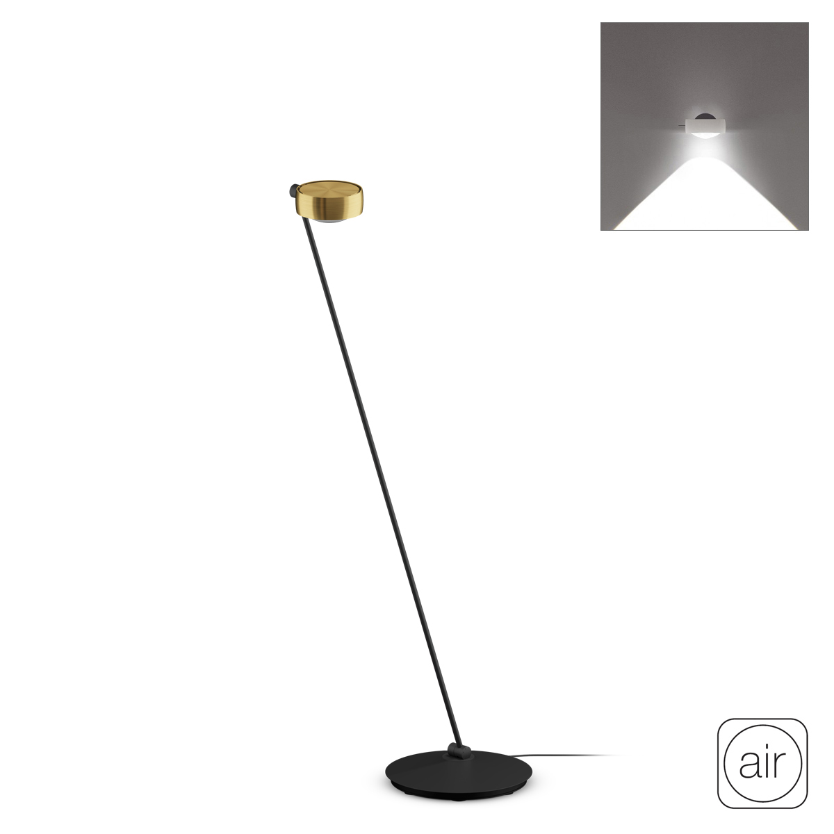 Occhio Sento C lettura "air" LED Leseleuchte, 125 cm, 2700 K, Ausrichtung: rechts vom Objekt, Bronze / schwarz matt