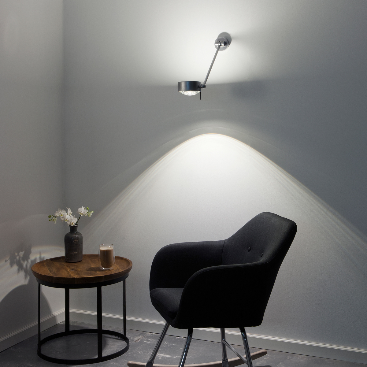 Top Light Puk Maxx Wing Single LED, 30 cm, Chrom matt, mit Einsätzen Glas satiniert / Linse klar