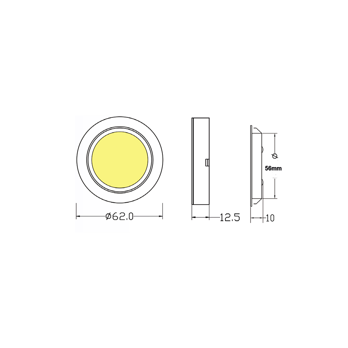 Mobilux MOB Möbel R LED Ein- / Aufbauleuchte, Maßzeichnung