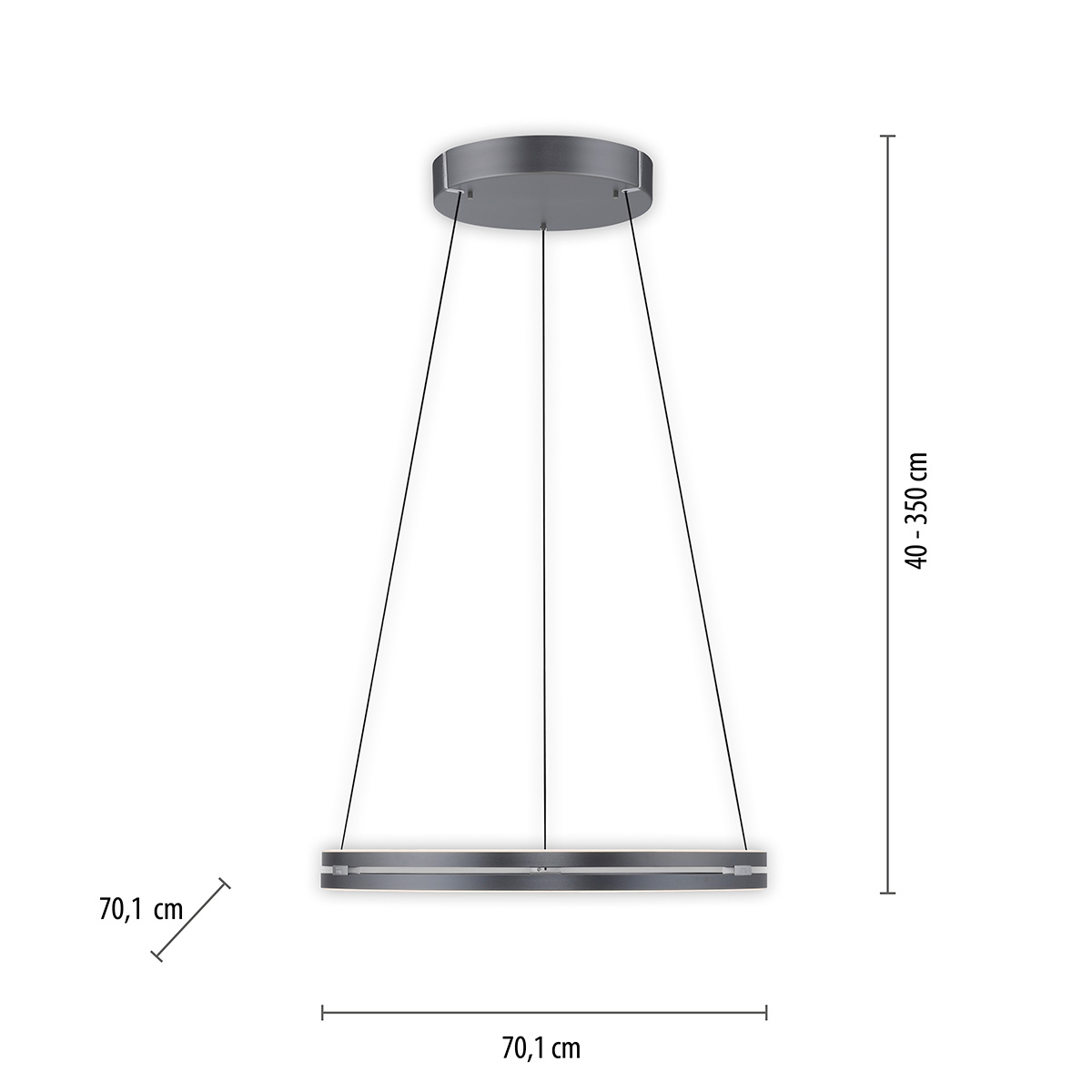 Neuhaus PURE E-Loop LED Pendelleuchte, Maßzeichnung