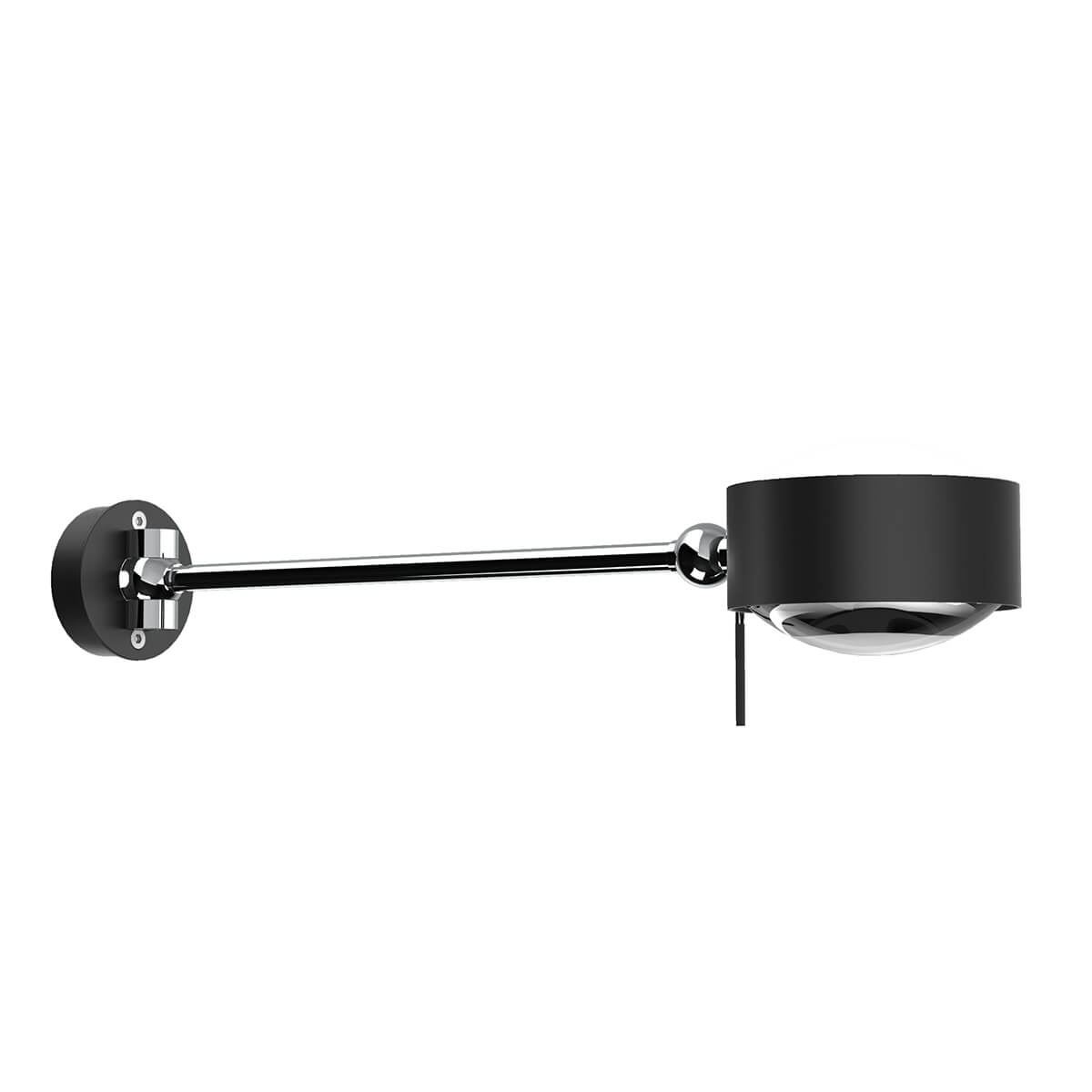 Top Light Puk Maxx Hotel Wandleuchte, 30 cm, Gehäuse, schwarz matt / Chrom, mit Glas satiniert / Linse klar (nicht inbegriffen)