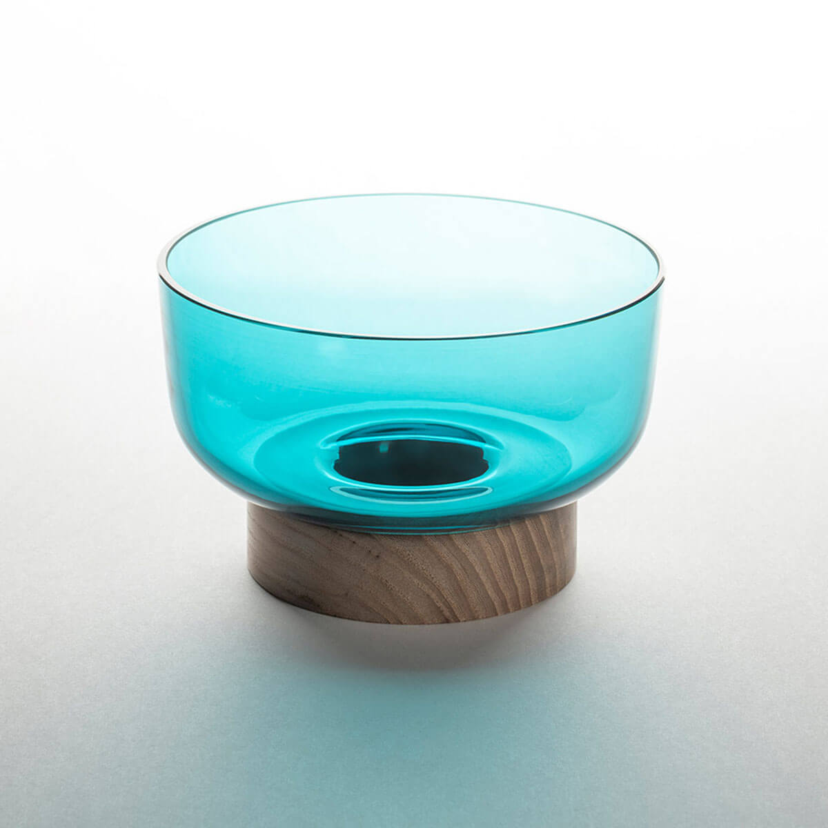 Artemide Bontà Base mit Glasschale, Holz / türkis