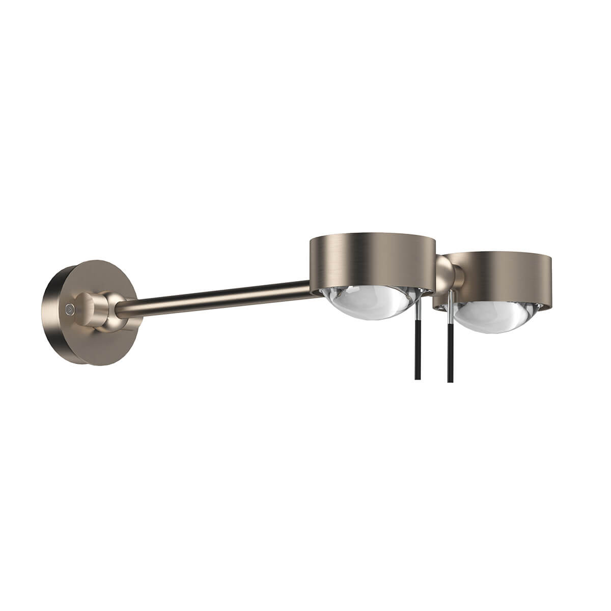 Top Light Puk Wing Twin Wand- / Deckenleuchte, 30 cm, Gehäuse, Nickel matt, mit Einsätzen Glas satiniert / Linse klar (Einsätze nicht inbegriffen)