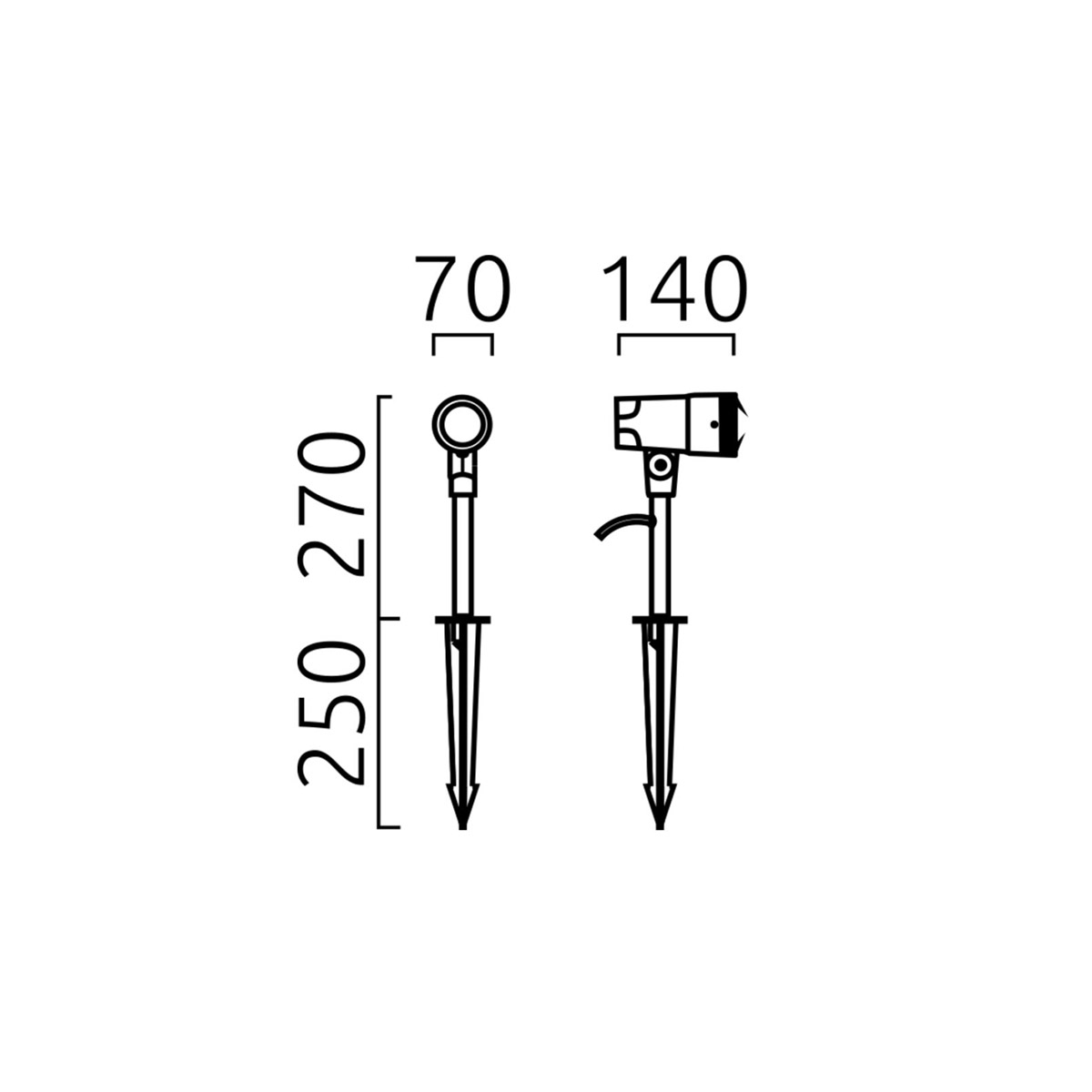 Helestra Match LED Spießstrahler, Höhe: 27 cm, Maßzeichnung