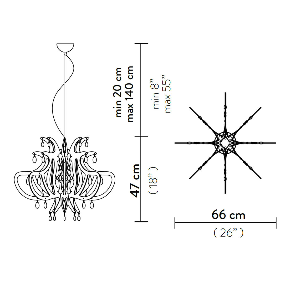 Slamp Lillibet Suspension, Maßzeichnung