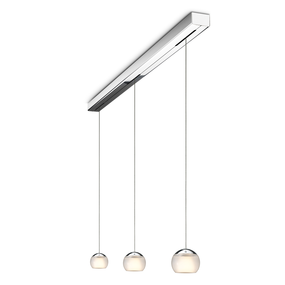 Oligo Balino LED Pendelleuchte, 3-flg., Chrom / satiniert