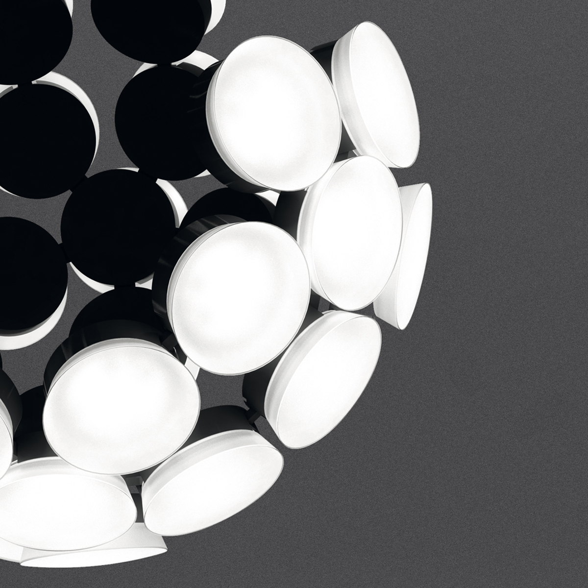 Artemide Design Scopas LED Sospensione App kompatibel, schwarz / weiß, Detailansicht