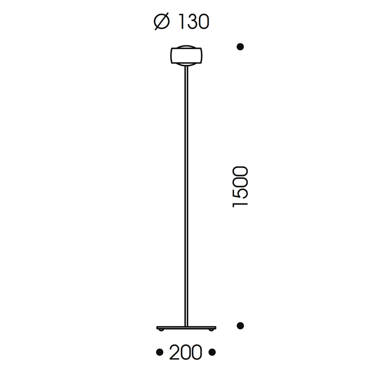 Oligo Grace LED Stehleuchte, Tunable White, Maßzeichnung