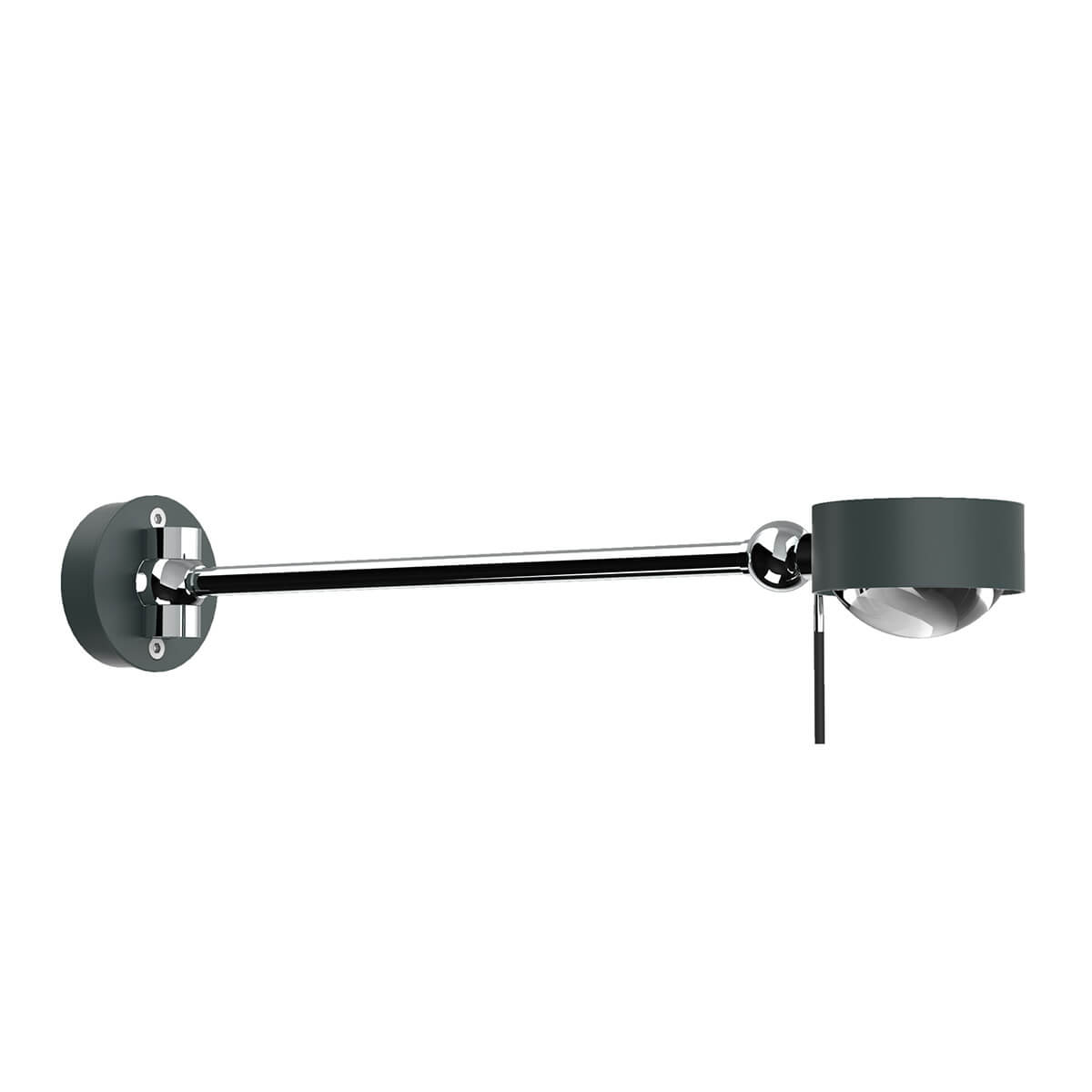 Top Light Puk Mini Hotel Wandleuchte, 30 cm, Gehäuse, anthrazit matt / Chrom, mit Glas satiniert / Linse klar (nicht inbegriffen)