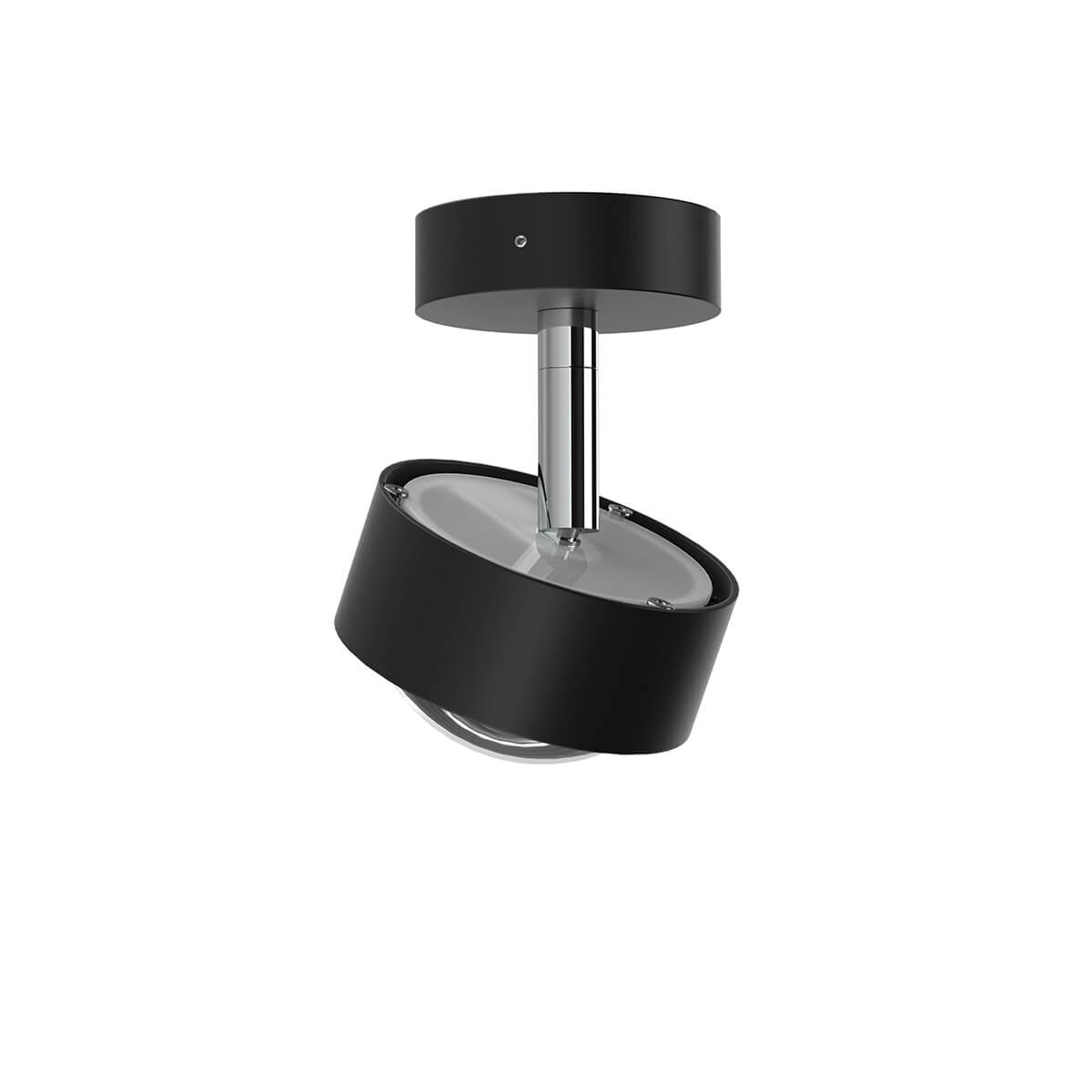Top Light Puk Mini Turn Up & Down LED Deckenleuchte, Gehäuse, schwarz matt / Chrom, mit Linse klar (nicht inbegriffen)
