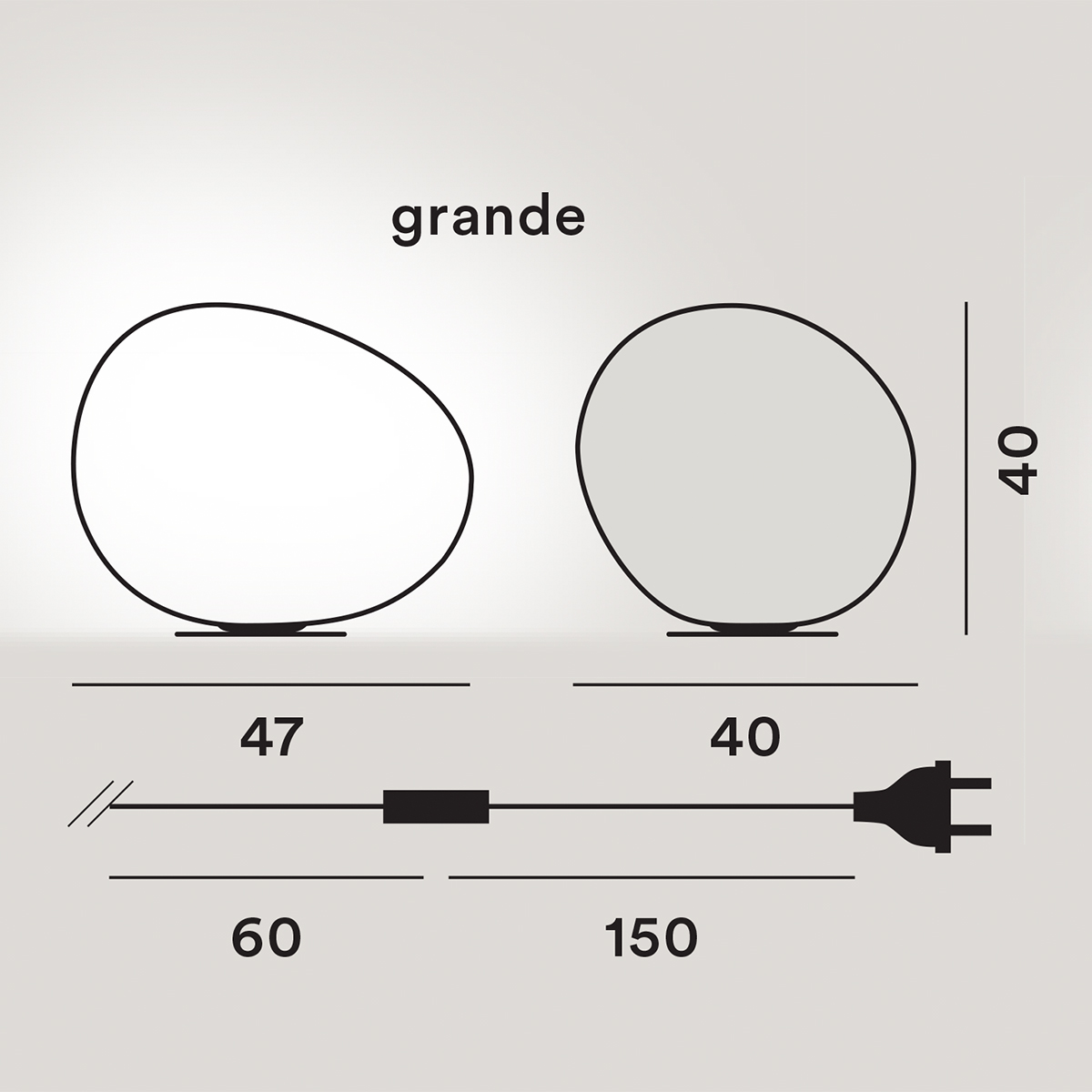 Foscarini Gregg Grande Tavolo, mit Dimmer, Maßzeichnung