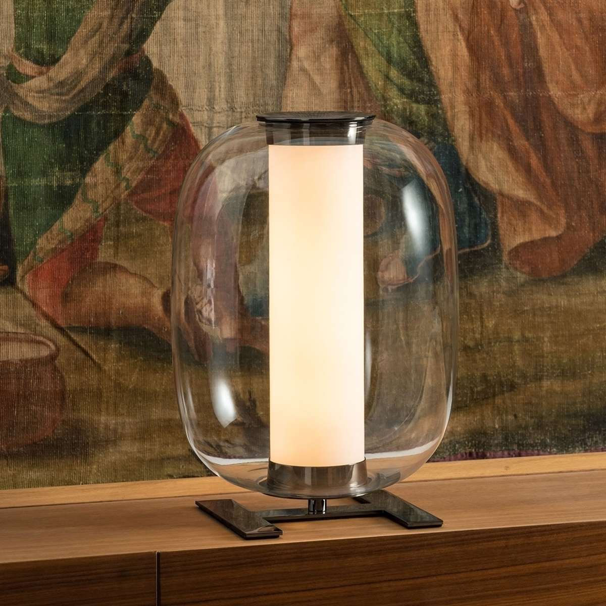 Fontana Arte Meridiano Media LED Tischleuchte, Glas transparent