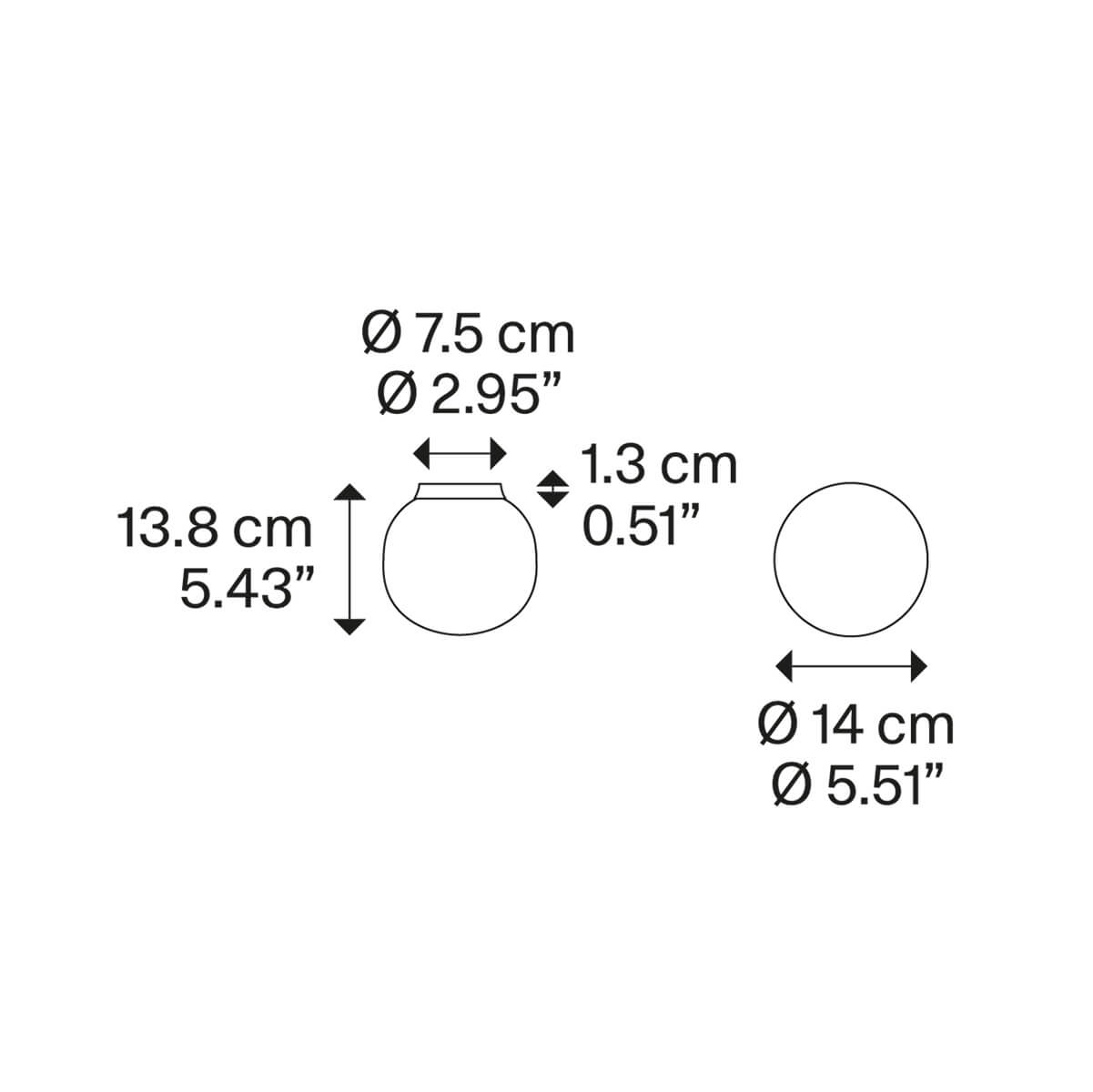 Lodes Volum Wand- / Deckenleuchten, Ø: 14 cm, Maßzeichnung