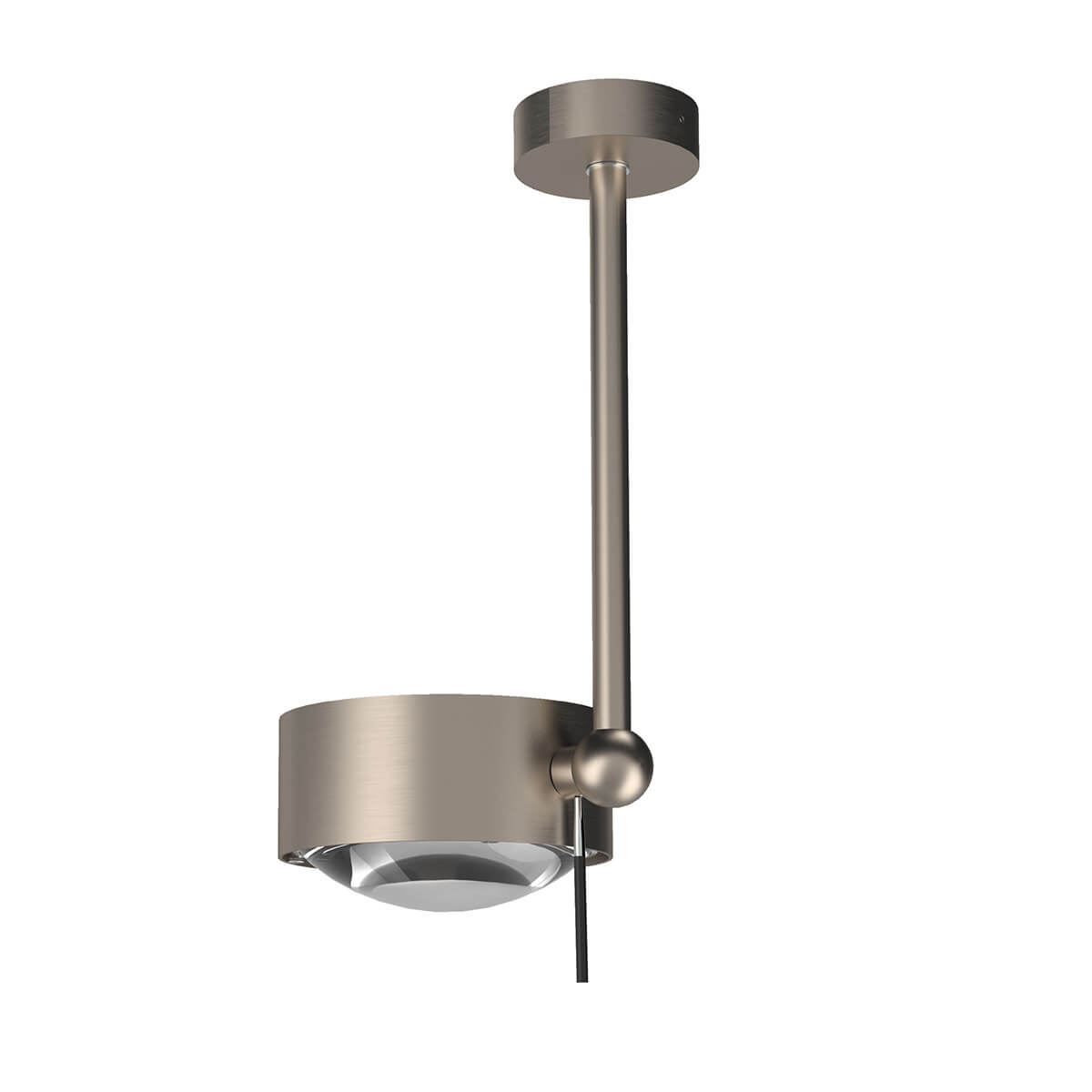 Top Light Puk Maxx Side Single Ceiling LED Deckenleuchte, 20 cm, Gehäuse, Nickel matt, mit Linse klar / Glas satiniert (nicht inbegriffen)