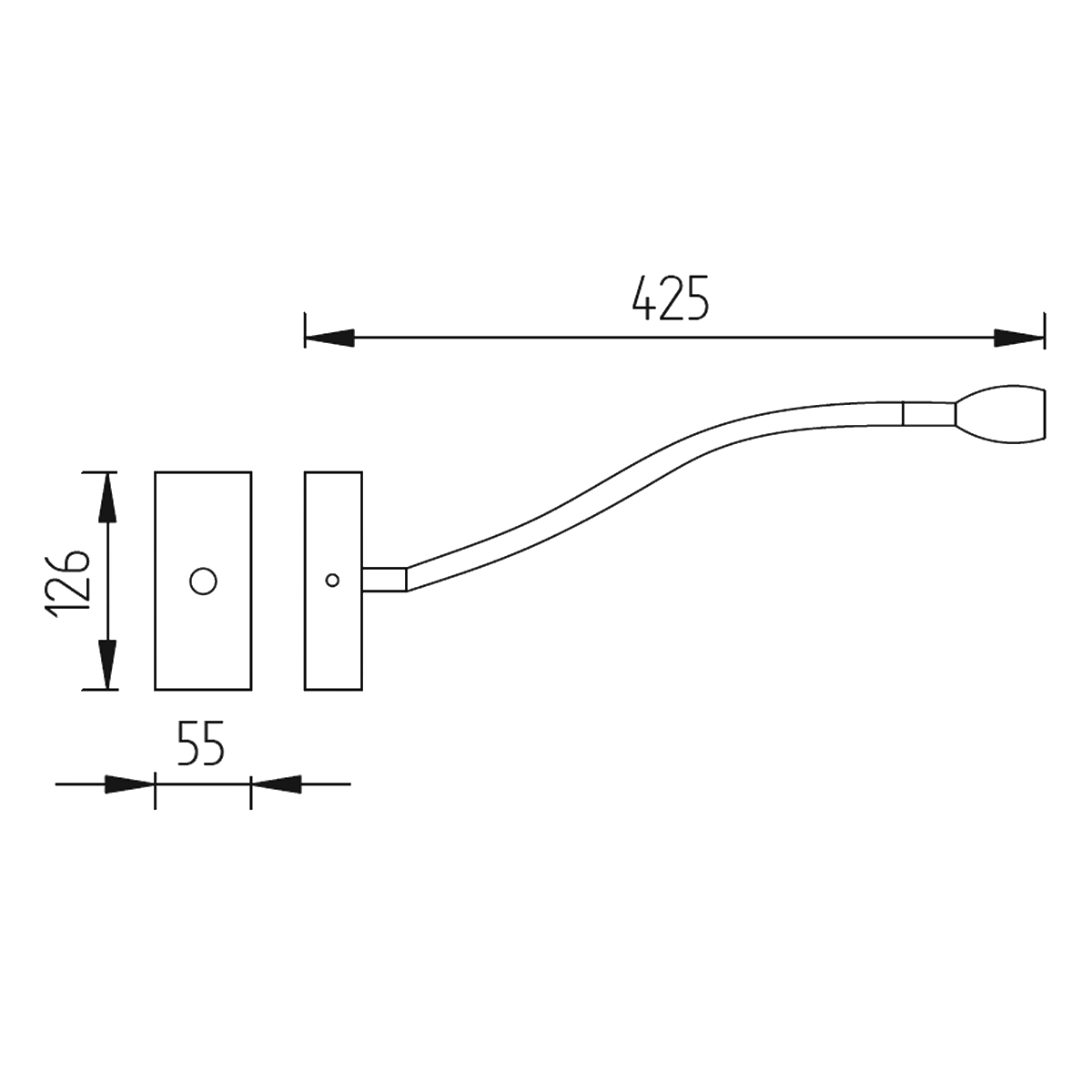 Knapstein Asta LED Wandleuchte, Maßzeichnung