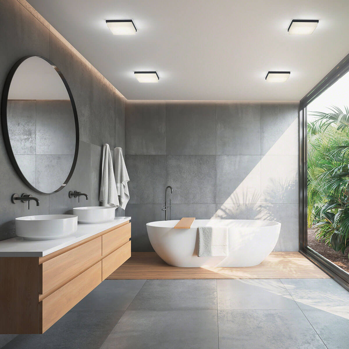 Helestra Cosi LED Deckenleuchte, mit Casambi-Modul, 21 x 21 cm, schwarz matt / Glas satiniert