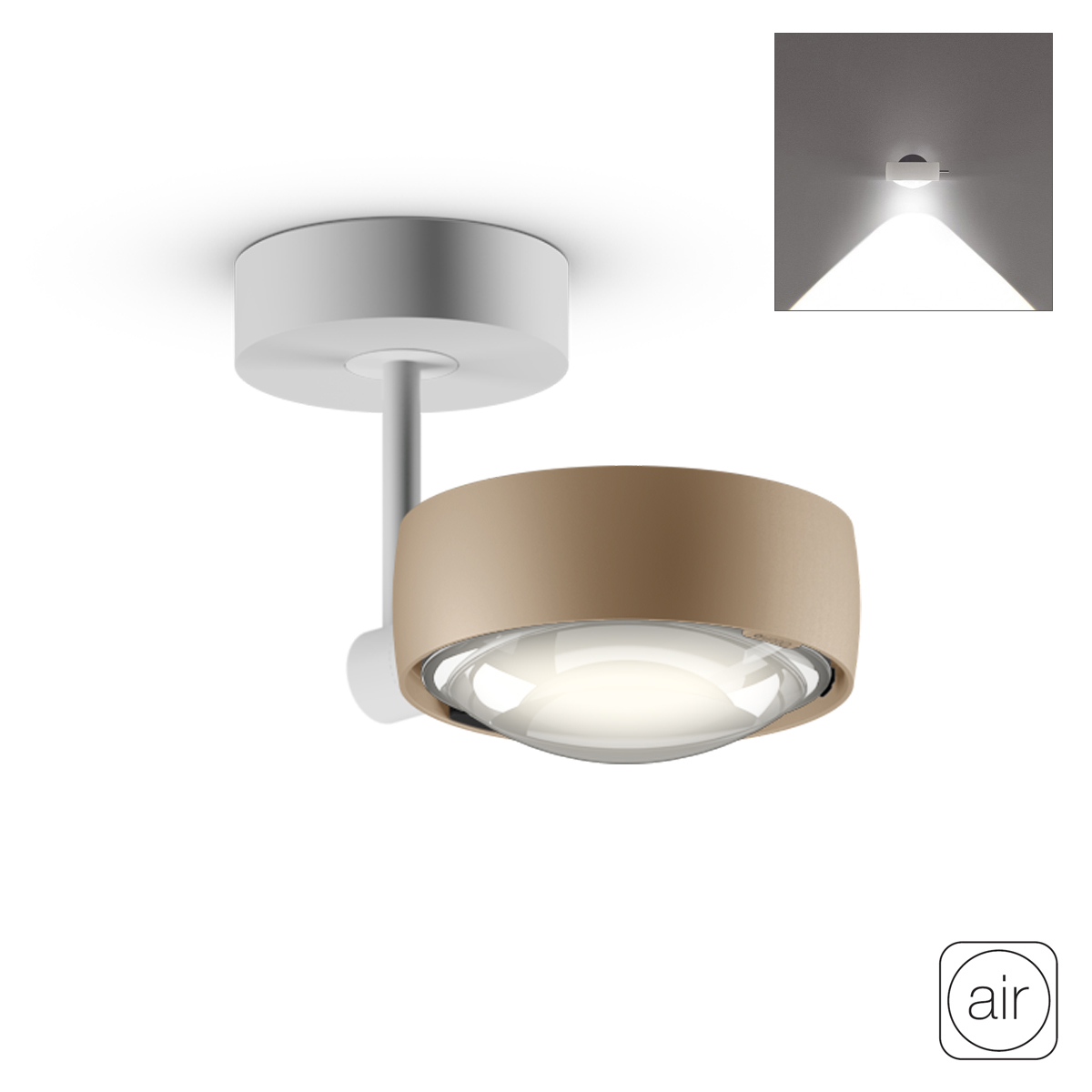 Occhio Sento C faro up "air" LED Deckenleuchte, 2700 K, 10 cm, gold matt / weiß matt