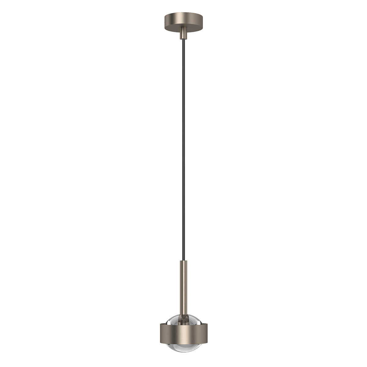 Top Light Puk Mini Drop Solo Pendelleuchte, Gehäuse, Nickel matt, mit Linse klar (nicht inbegriffen)