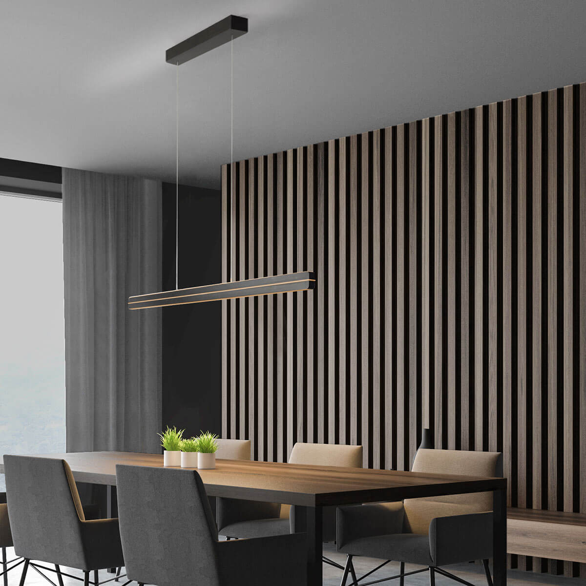 Bopp Switch LED Pendelleuchte, geschliffen / schwarz eloxiert