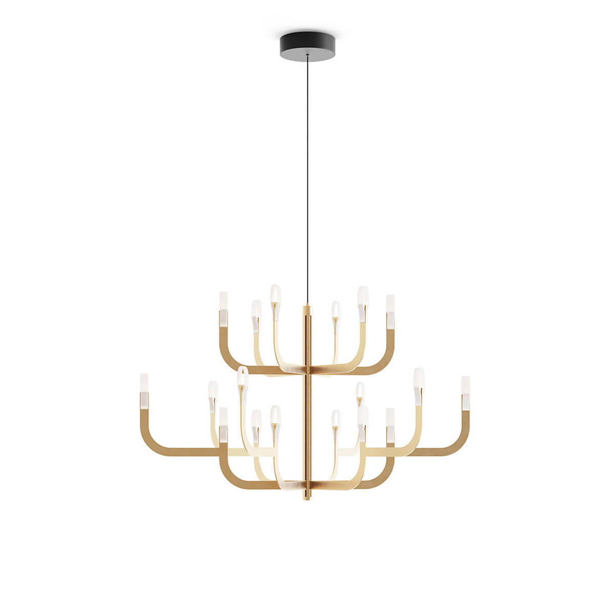 Luceplan J-us LED Sospensione, G Konfiguration, Gold satiniert