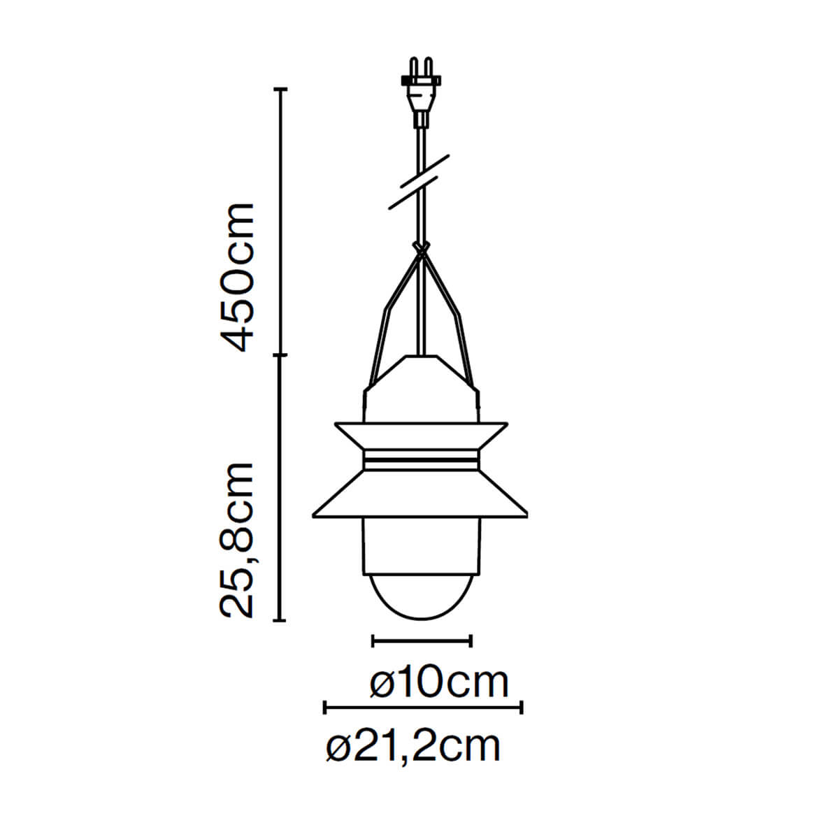 Marset Santorini IP65 Pendelleuchte, Maßzeichnung (ohne Baldachin)