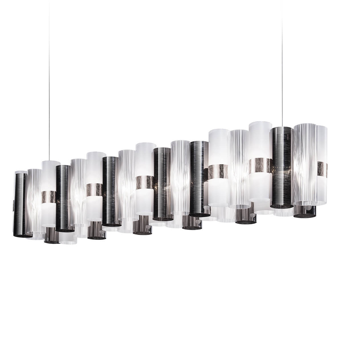 Slamp La Lollo LED Suspension Linear 140, pewter (Zinn/weiß)
