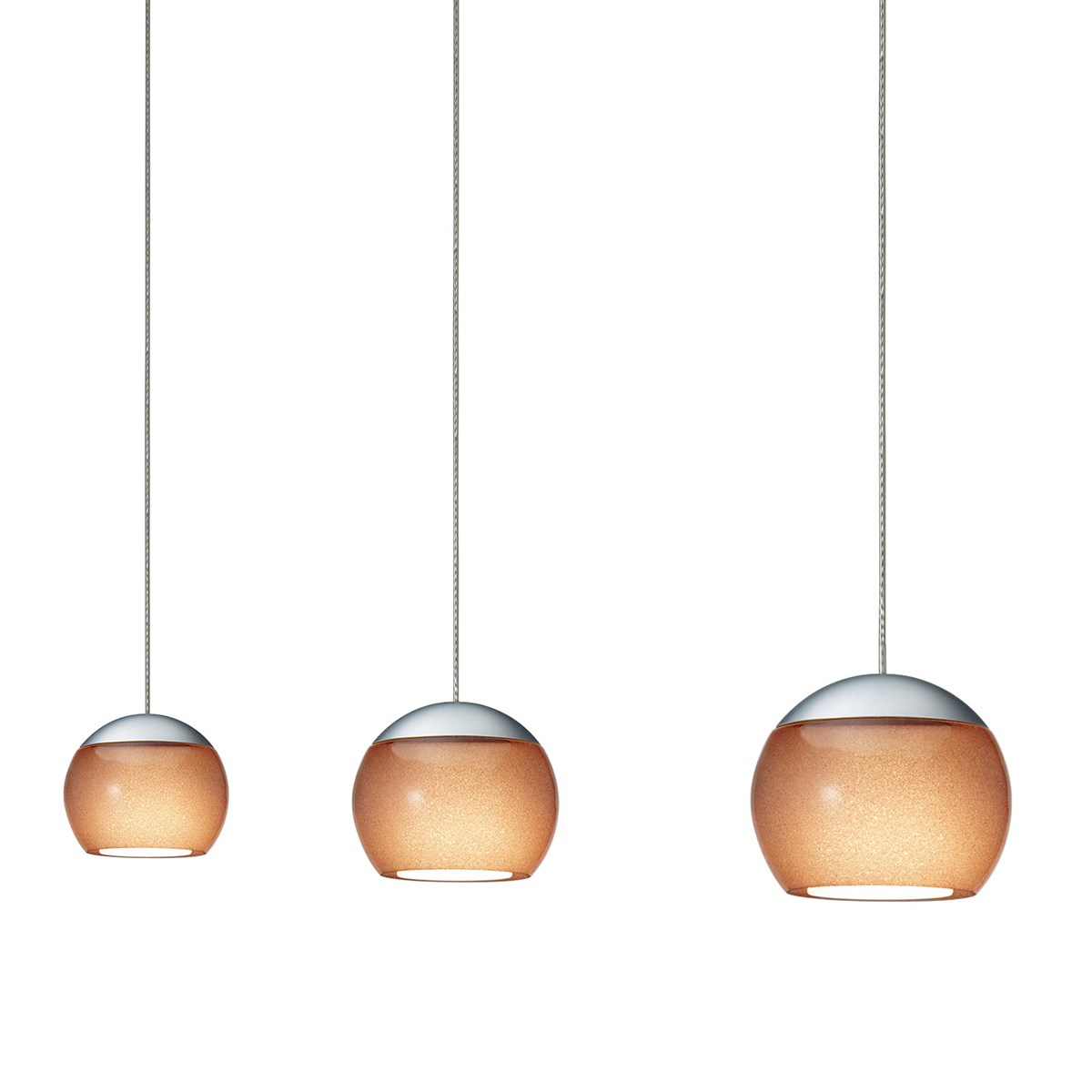 Oligo Balino LED Pendelleuchte, 3-flg., unsichtbare Höhenverstellung, Baldachin: Chrom, Chrom matt / braun glänzend