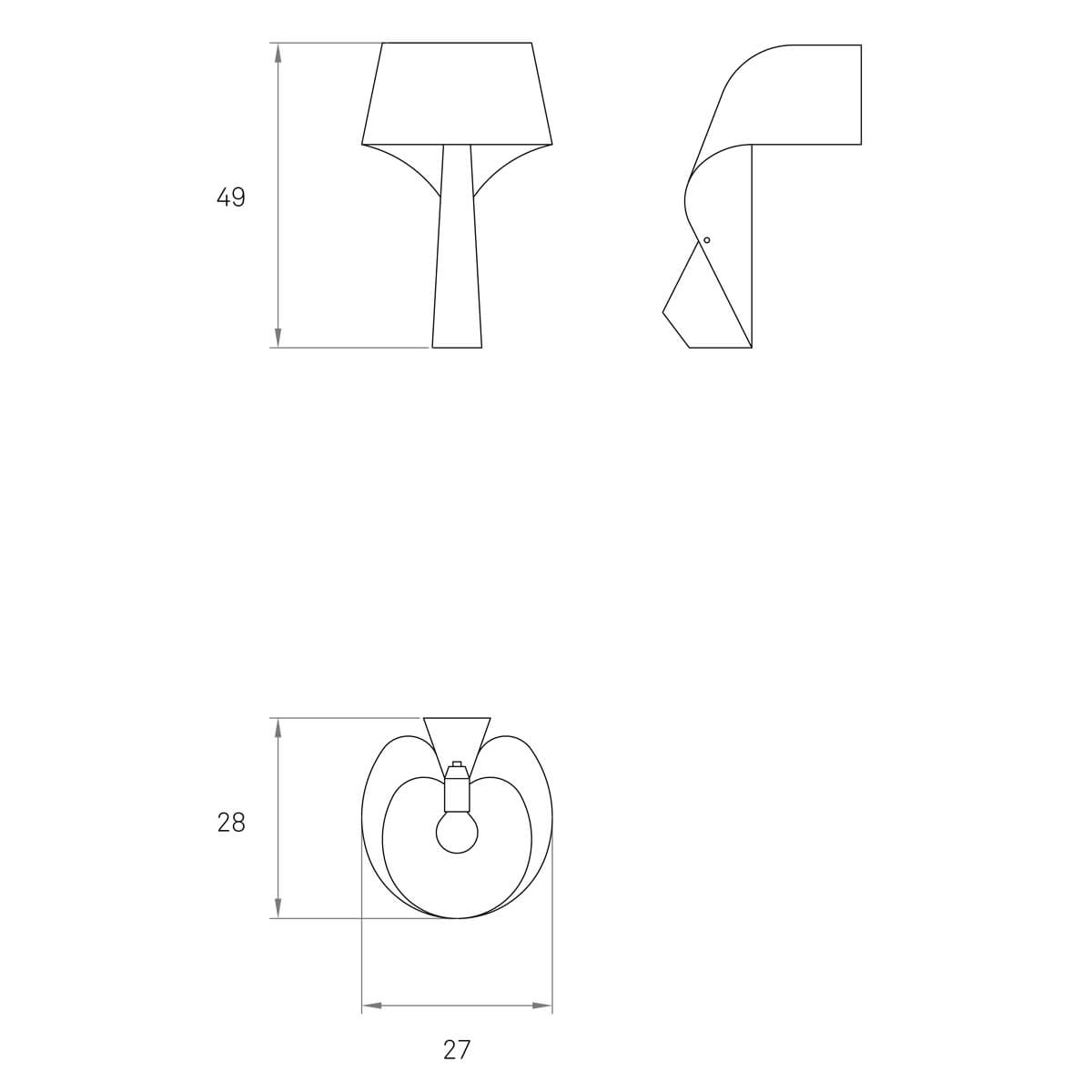 LZF Lamps Air Tischleuchte, Maßzeichnung