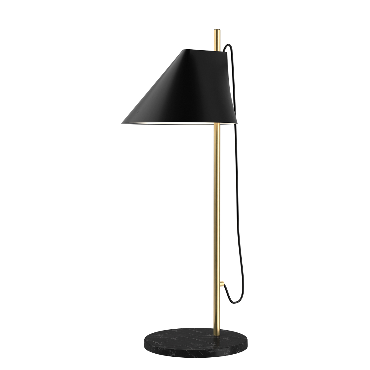 Louis Poulsen Yuh Brass LED Tischleuchte, Messing, Fuß: Marmor schwarz