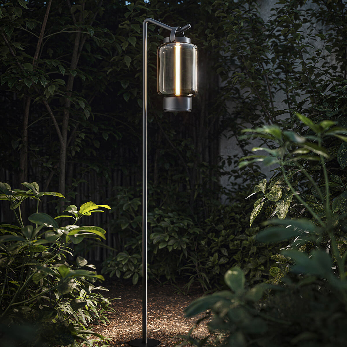 IP44.DE Qu LED Akkuleuchte mit Pin Erdspieß, black (schwarz), Glas: Amber