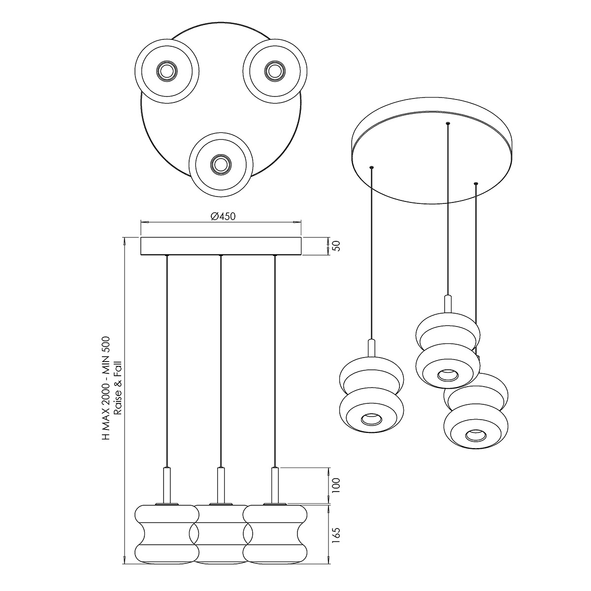 Frua LED Pendelleuchte, mit Rondell