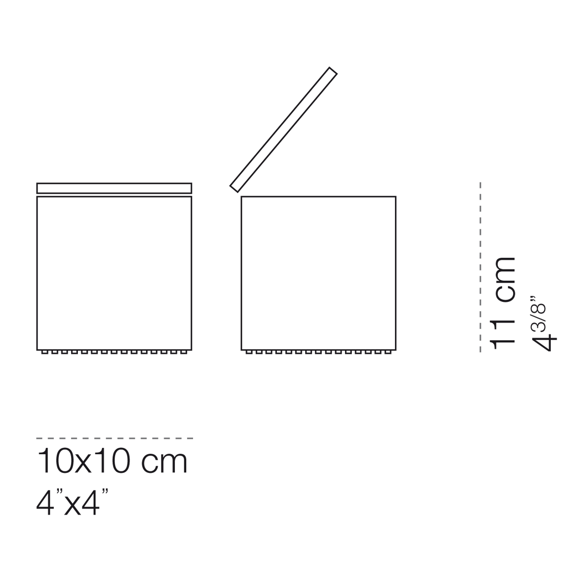 Cini & Nils Cuboluce wireless LED Akkuleuchte, Maßzeichnung