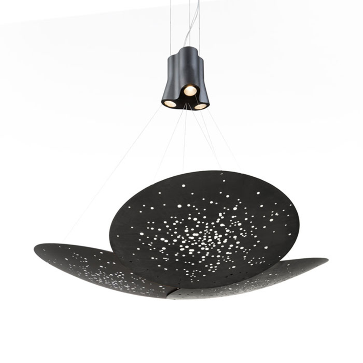Fabbian Lens Pendelleuchte, 3-flg., Ø: 90 cm, brüniert satiniert