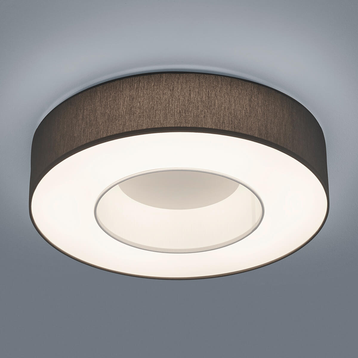 Helestra Lomo LED Deckenleuchte, Ø: 45 cm mit Casambi-Modul, Schirm: Chintz anthrazit