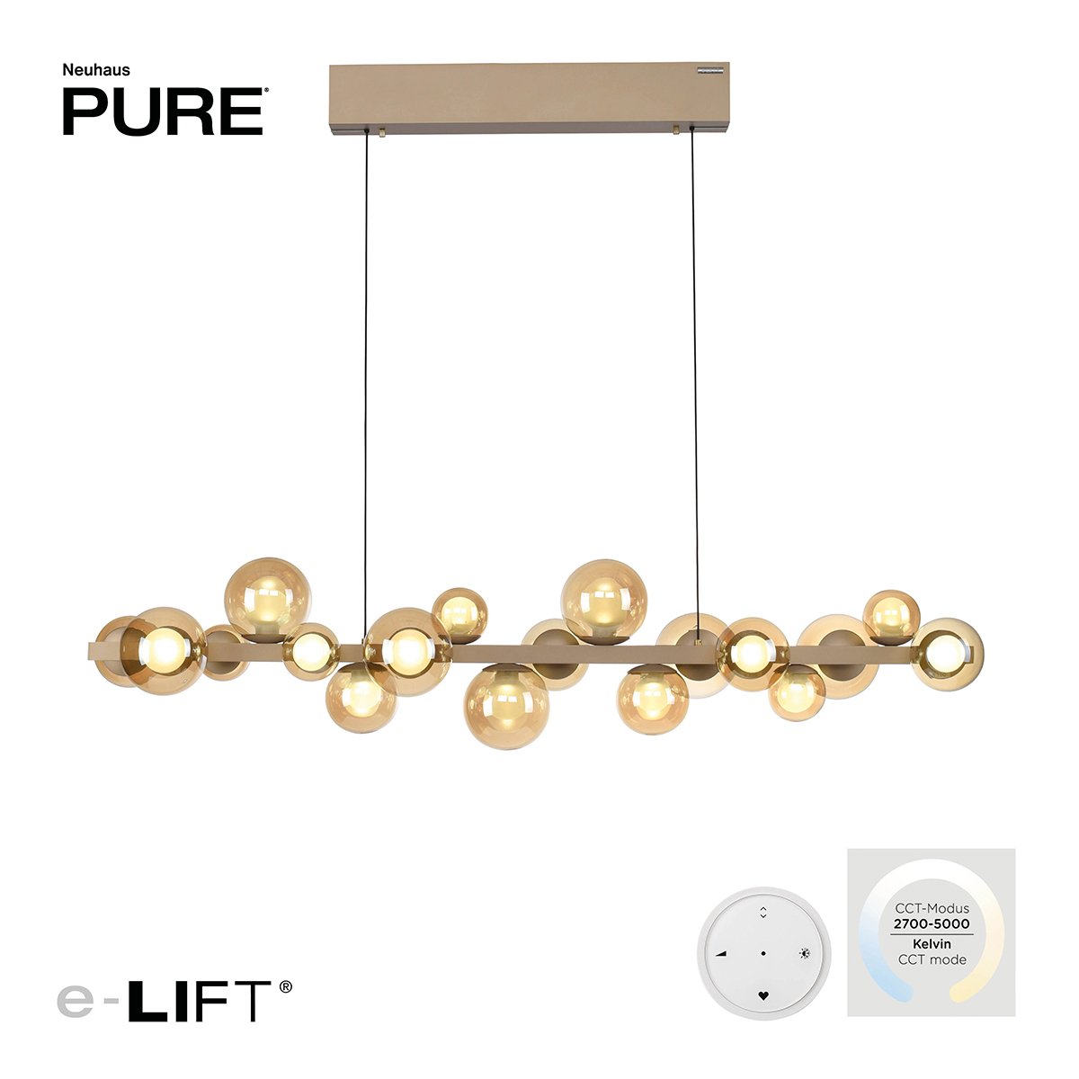 Neuhaus PURE E-Popup LED Pendelleuchte, Bronze hell
