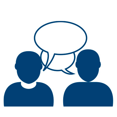 Icon Erstgespräch mit zwei Personen und Sprechblase