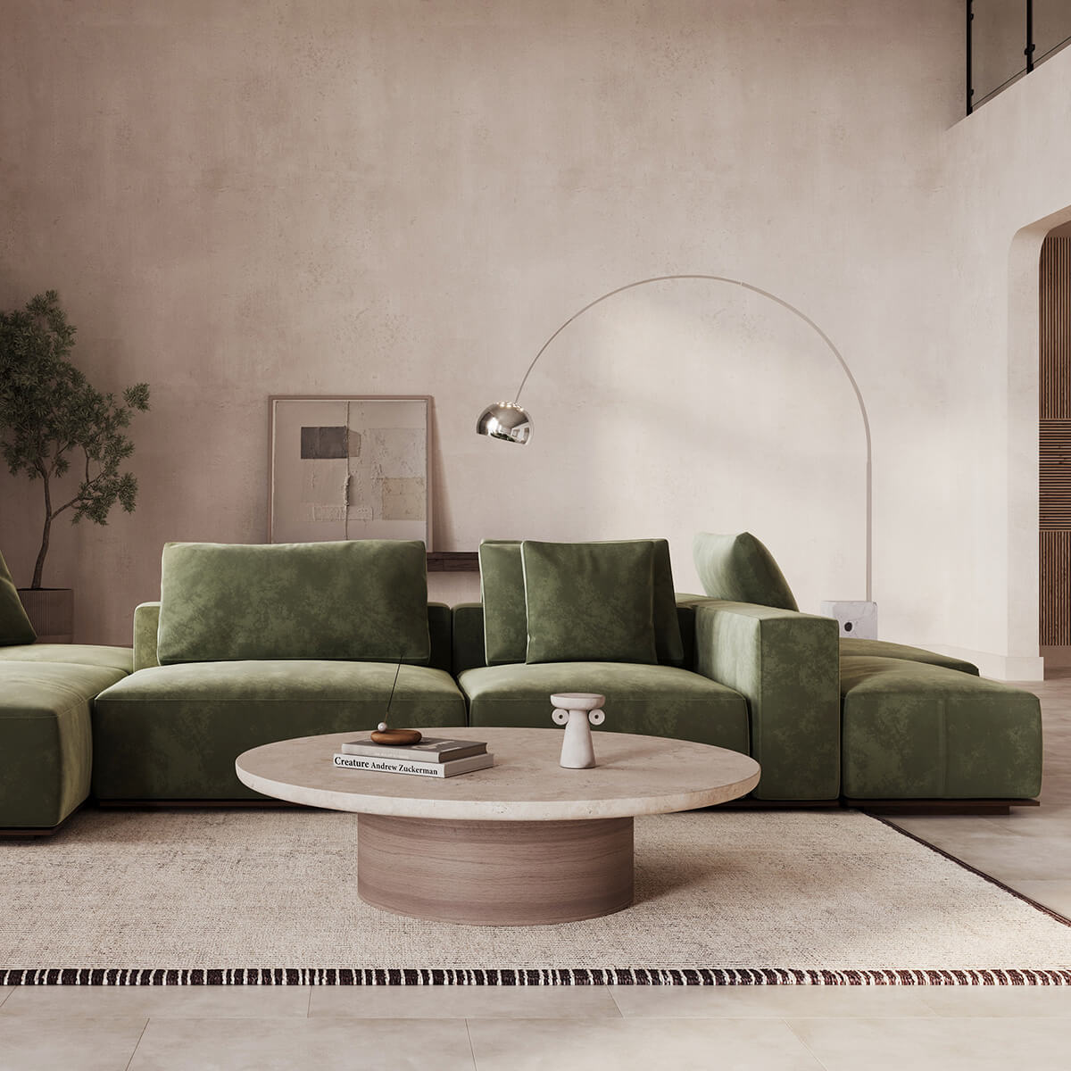 Flos Arco LED Bogenleuchte, Edelstahl, Sockel: Marmor