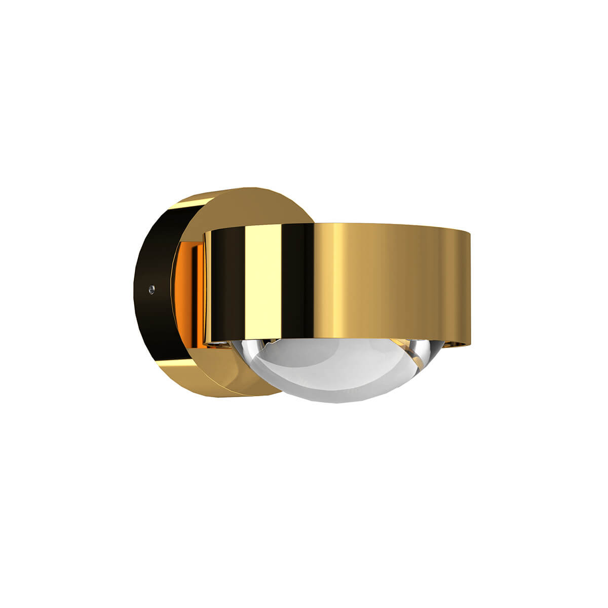 Top Light Puk Mini Wall Wandleuchte, Gehäuse, 24 Karat vergoldet, mit Linse klar / Glas satiniert (nicht inbegriffen)