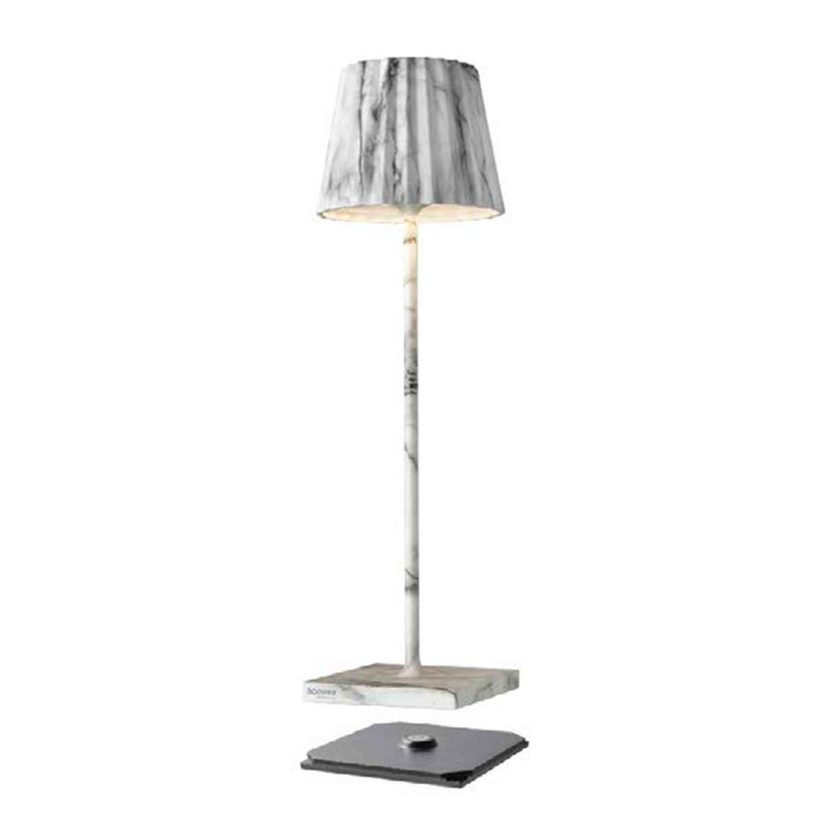 Sompex Troll 2.0 LED Akkuleuchte, weiß marmoriert (Ladestation inbegriffen)