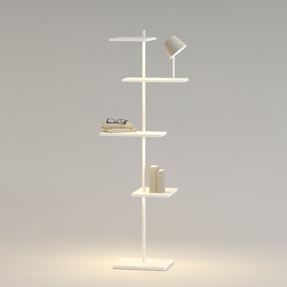 Vibia Suite 6007 Stehleuchte, mit Leselicht, weiß matt (Dekoration nicht inbegriffen)