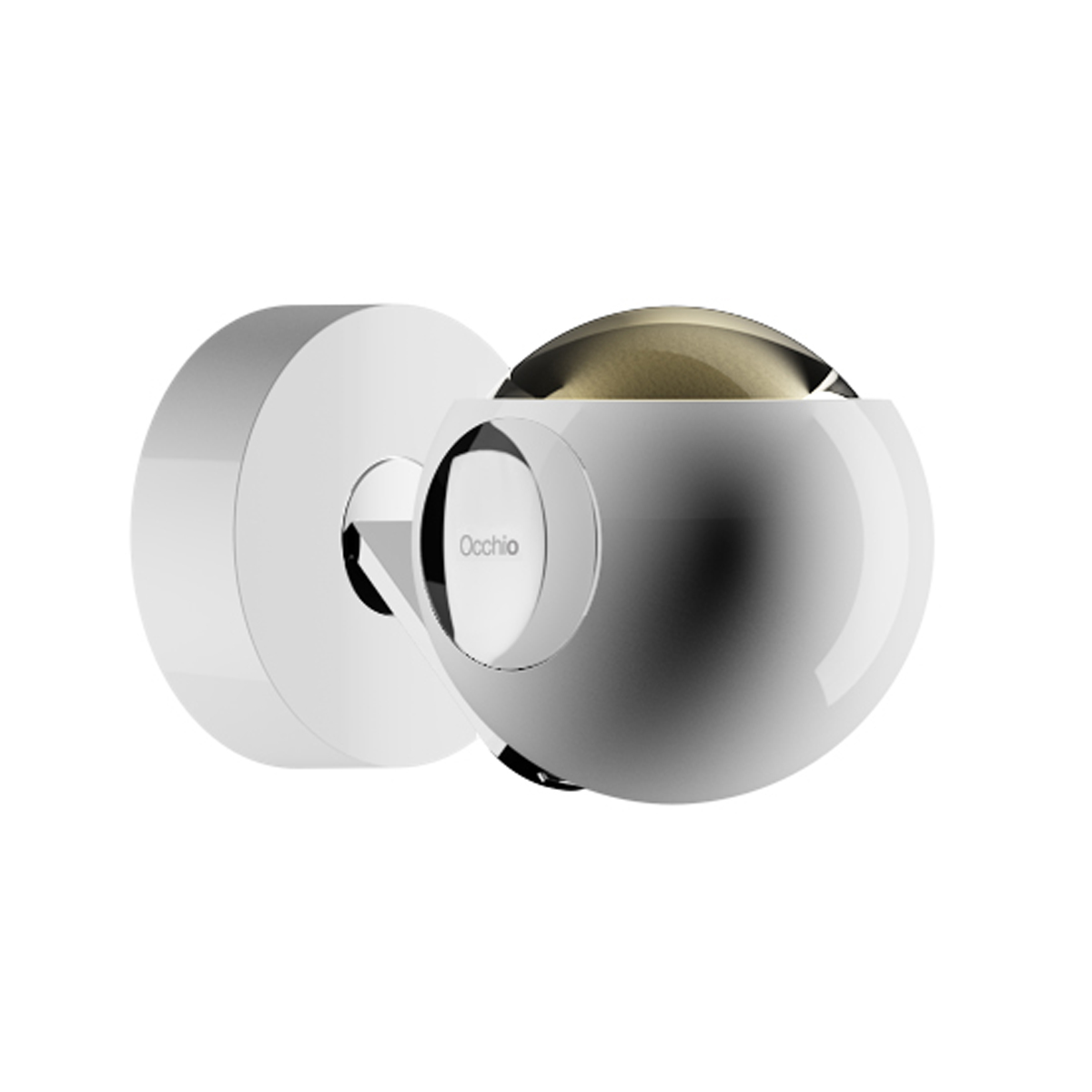 Occhio io 3d pico up C Wand- / Deckenleuchte, 3000 K, weiß glänzend, pads und body Chrom