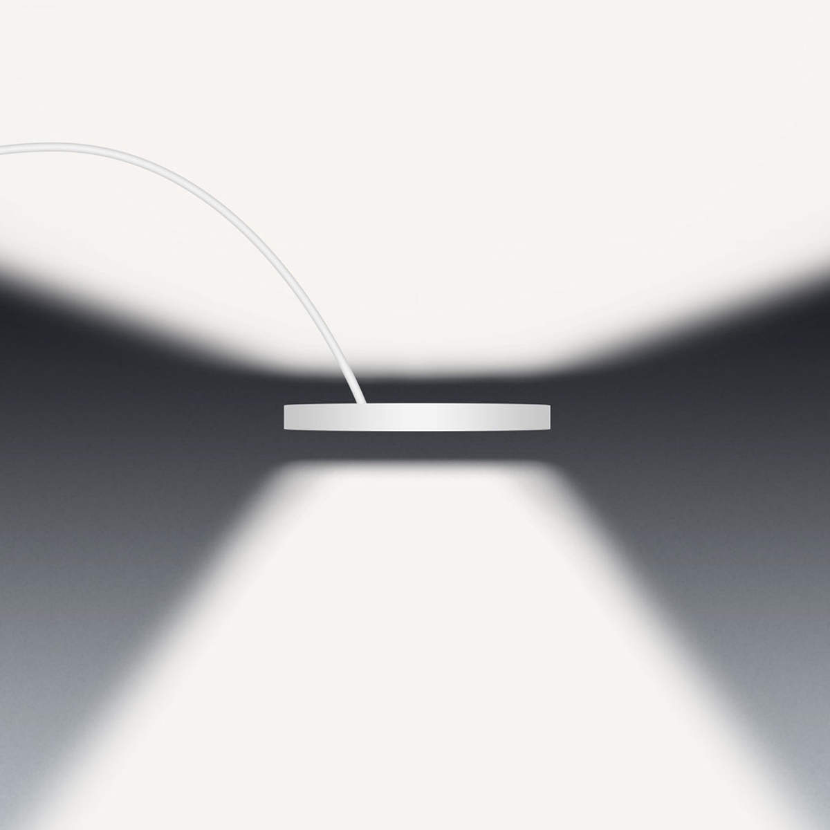 Occhio Mito largo Bogenleuchte, weiß matt, Kopf: weiß matt, Lichtwirkung "wide" (breit abstrahlendes Licht nach oben und unten)