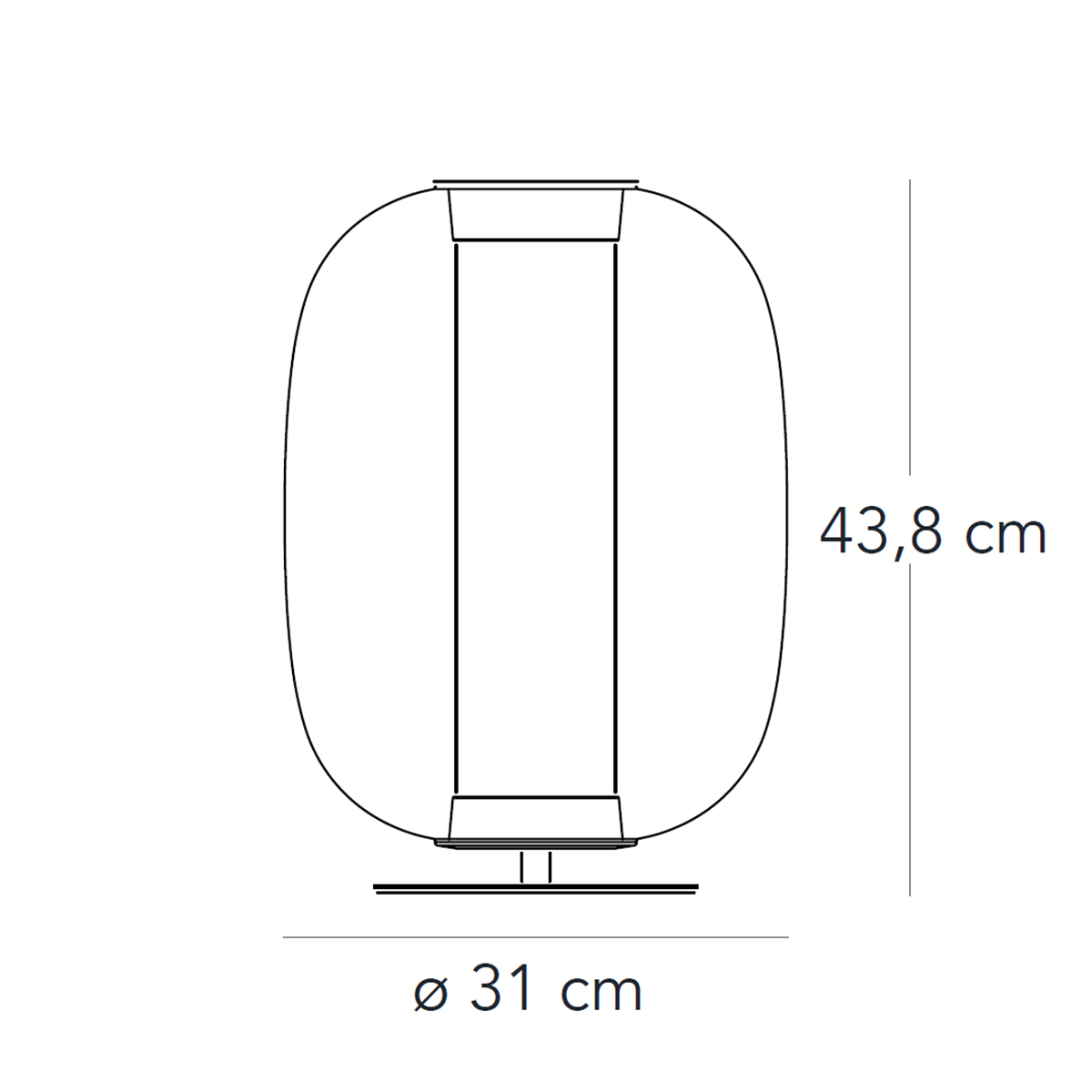 Fontana Arte Meridiano Media LED Tischleuchte, Maßzeichnung