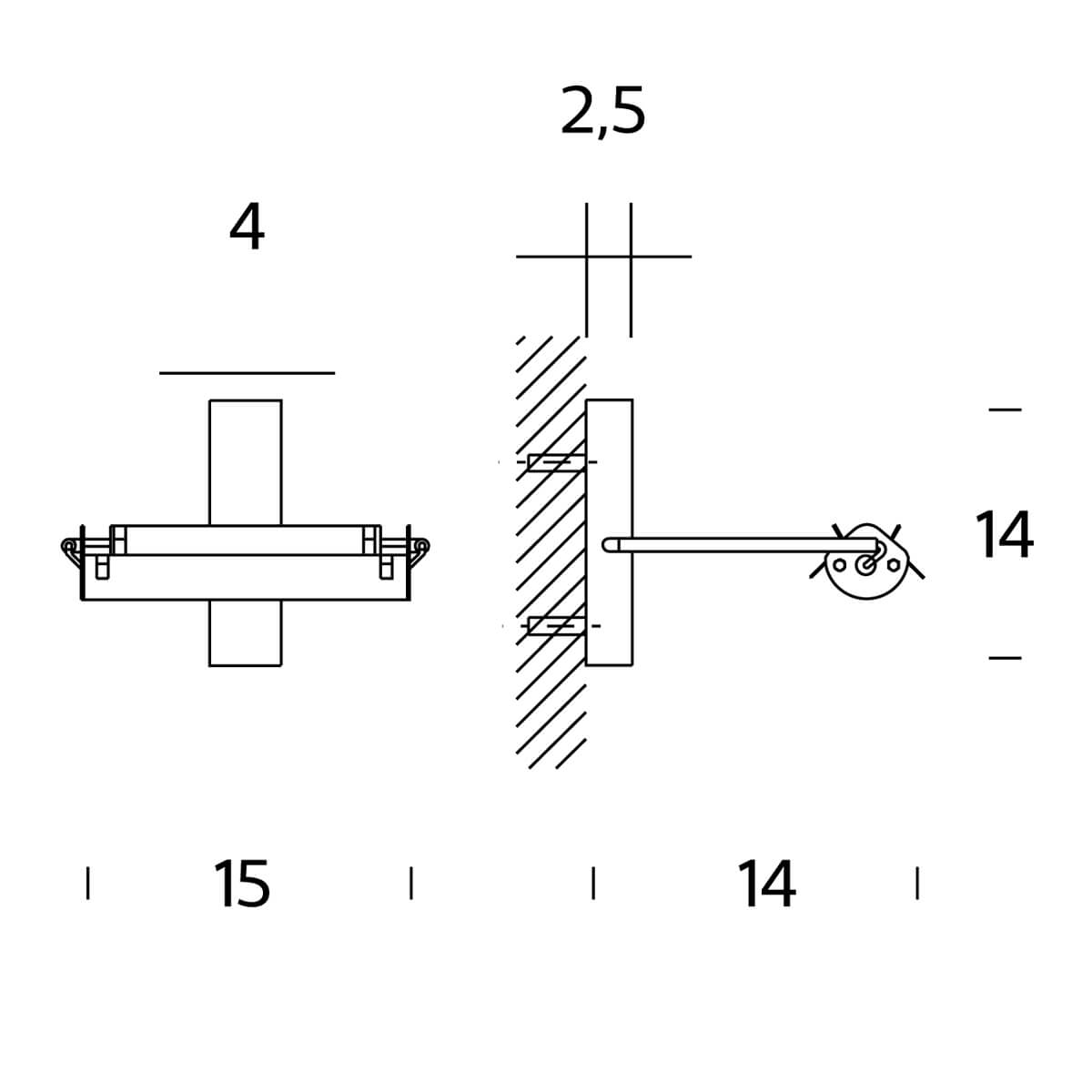 Fontana Arte Scintilla Media Wandleuchte, Maßzeichnung