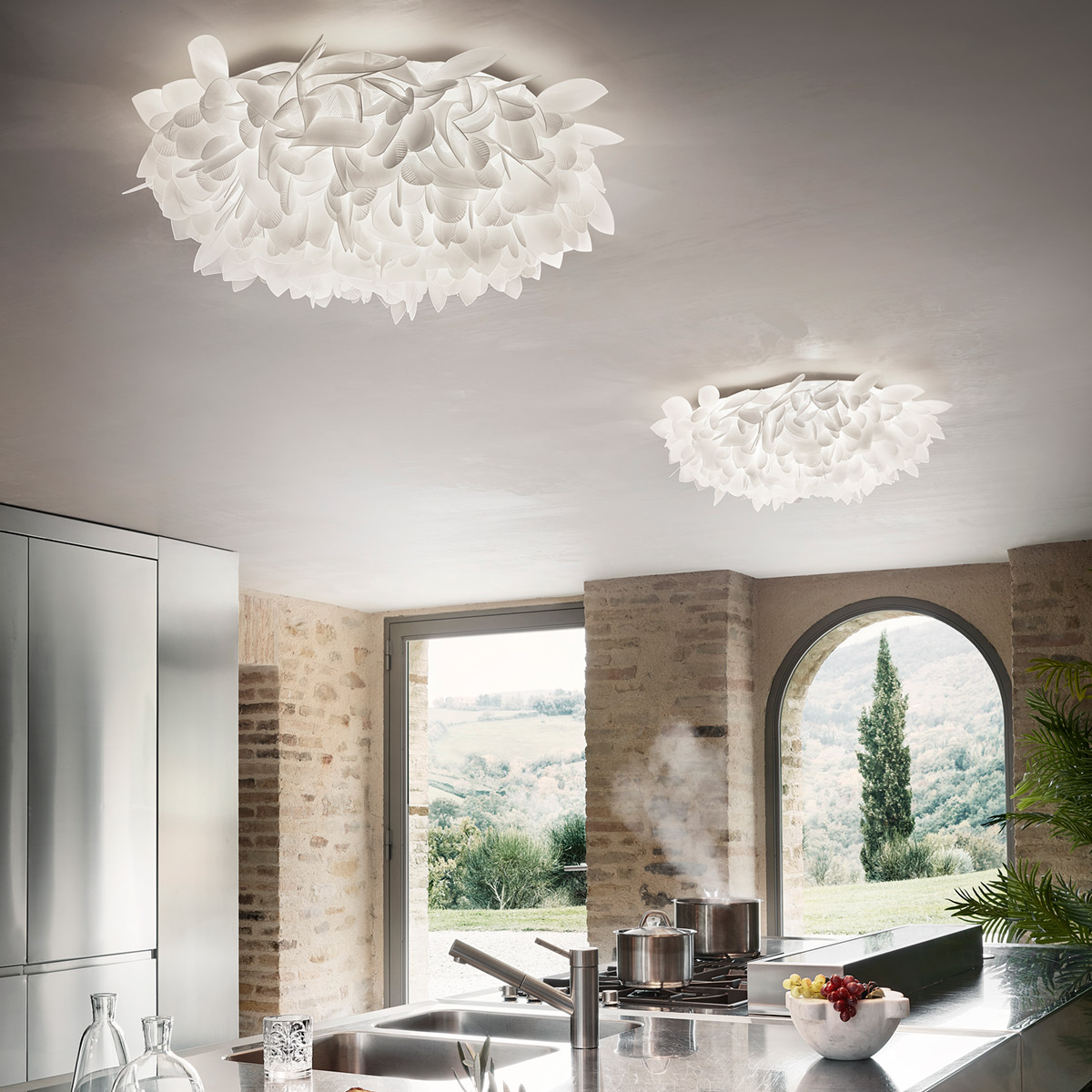 Slamp Veli Foliage Ceiling / Wall Large, weiß gemustert